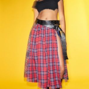NWT Jaded London Urban Outfitters Tartan Plaid Kilt Split Skirt Sz Med